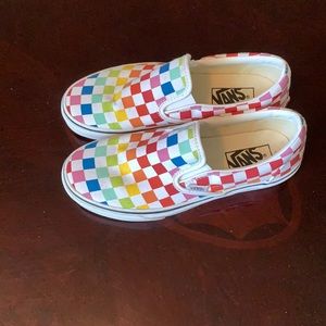 Rainbow Check Vans Slip On